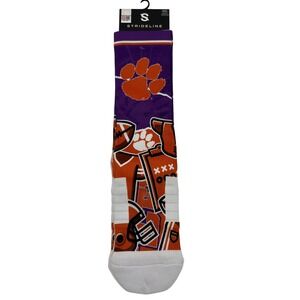 Strideline Clemson Tigers NCAA Premium Full Sub Crew Socks Purple Orange M/L NEW